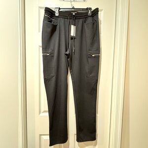 Men's Industry cut, and sewn Black and ivory striped comfy pants. Size M. NWT